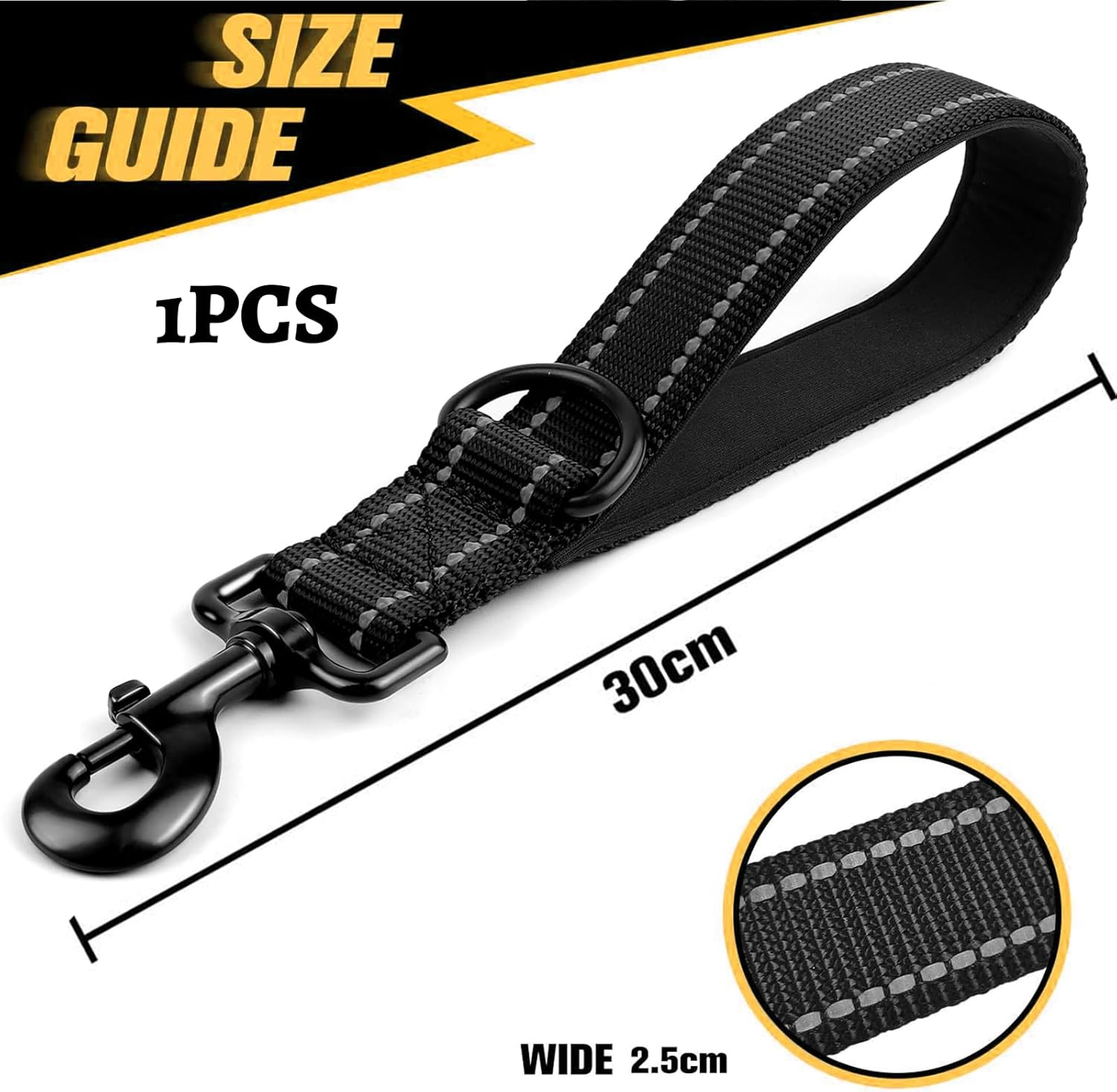 Mezrkuwr&reg; Strong Short Dog Lead, Heavy Duty Traffic Lead for Dogs, Dog Training Control, Reflective Leashes for Medium and Large Dogs image number 1