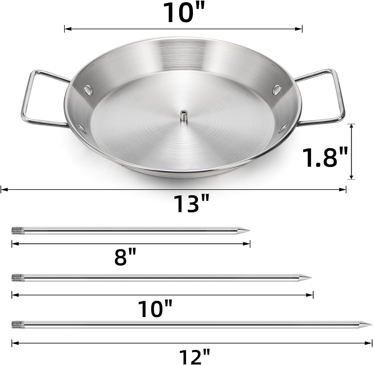 Noamus Al Pastor Skewer for Grill, Stainless Steel Vertical Skewer, Stand Skewer with Removable 3 Size Spikes (8", 10", 12"), Tacos Gyros-Bbq Grilling Pan Accessory for Smoker Kamado Grill Oven Dish image number 2