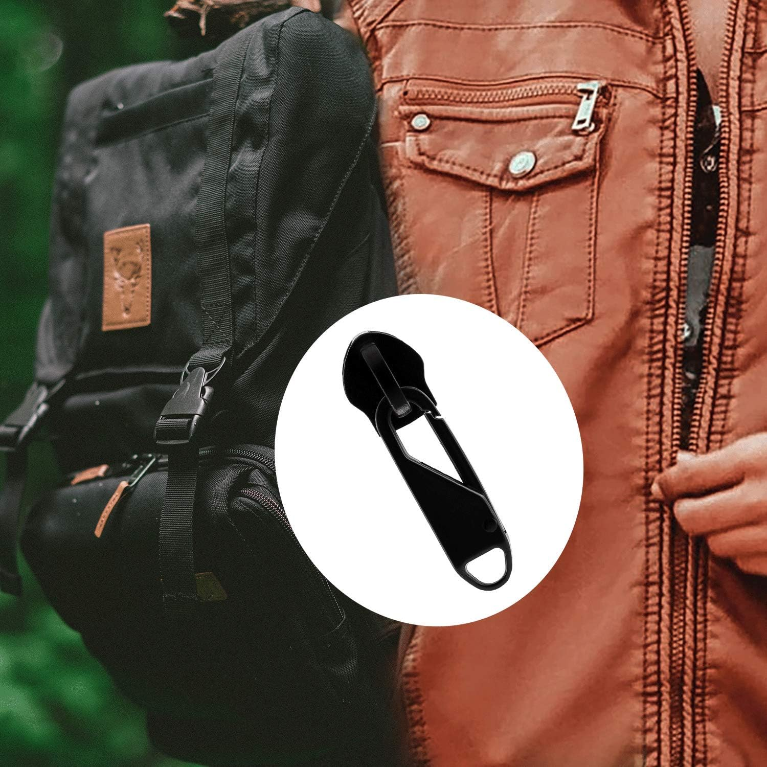 AIEX 8Pcs Metal Zipper Pull Replacement Gripper Mend Fixer Tab Pullers Sliders Zips for Suitcases Coat Boots Jacket Backpacks Black image number 1