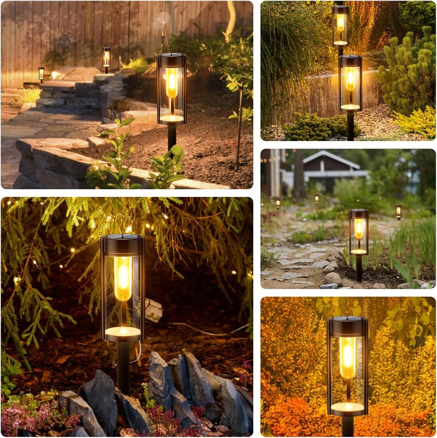 Xmart Solar Outdoor Lights Pathway, 6 Pack Pathway Lights Solar Powered outside IP65 Waterproof, Long Lasting Solar Garden Walkway Landscape Lights for Yard Lawn Patio Decor Lighting