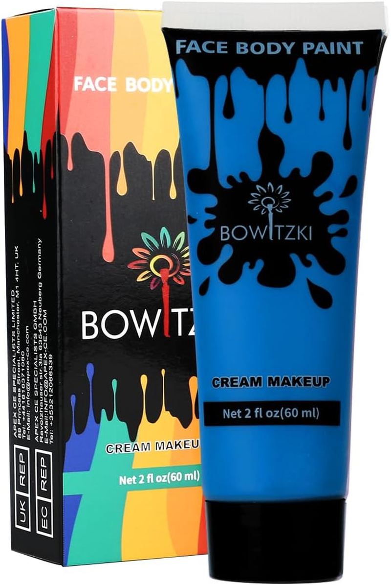 Bowitzki 60Ml Face and Body Paint 2Oz Cream Makeup 60Ml Water Based Face Painting Special Effects for Adults Children Kids Halloween Christmas Party Stage Cosplay (Blue) image number 3