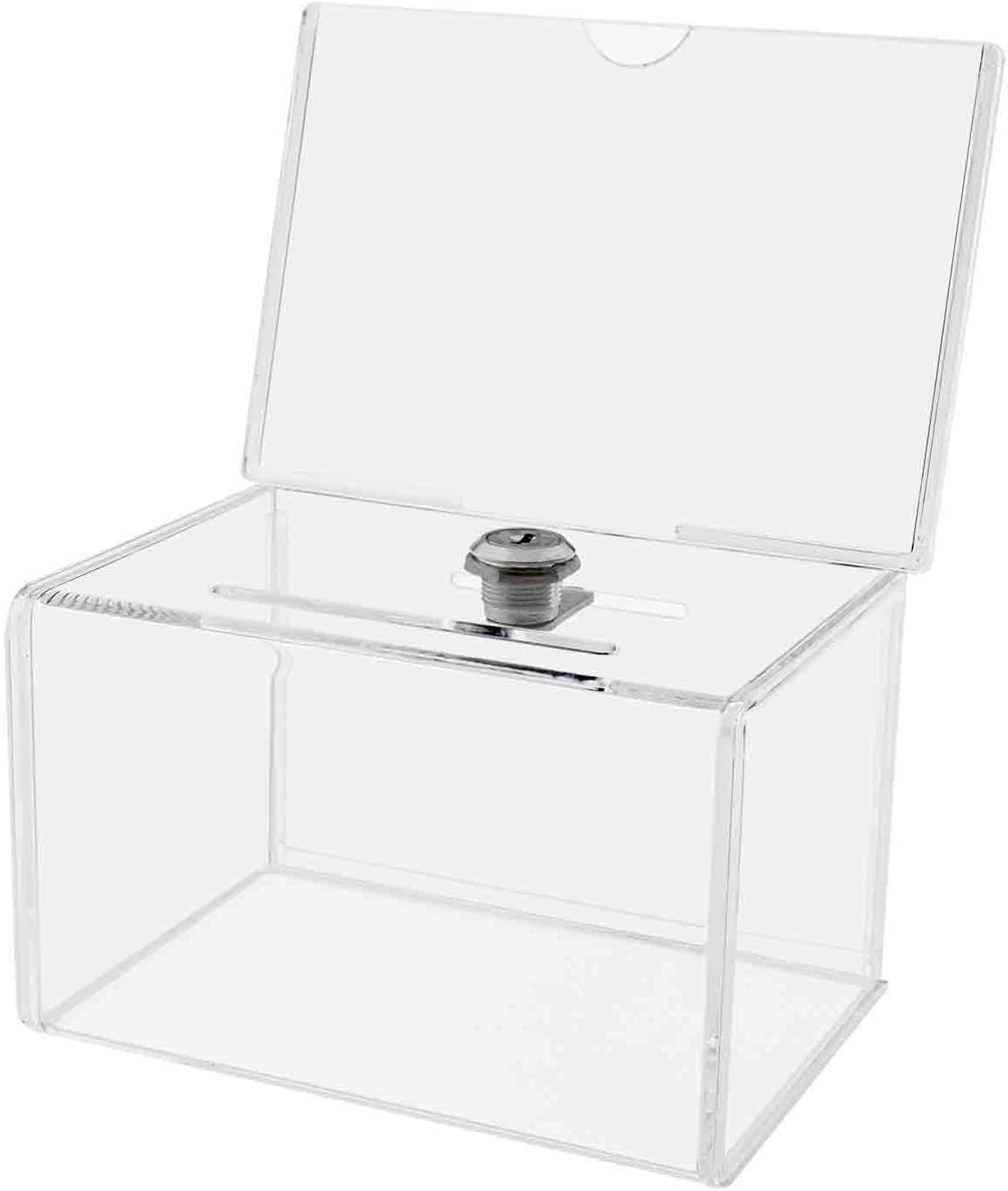 Deflecto Classicimage Suggestion Box - Ideal for Business Cards, Raffle, Tips & Charity Donations Collection - Lockable with Stackable Sign Holder