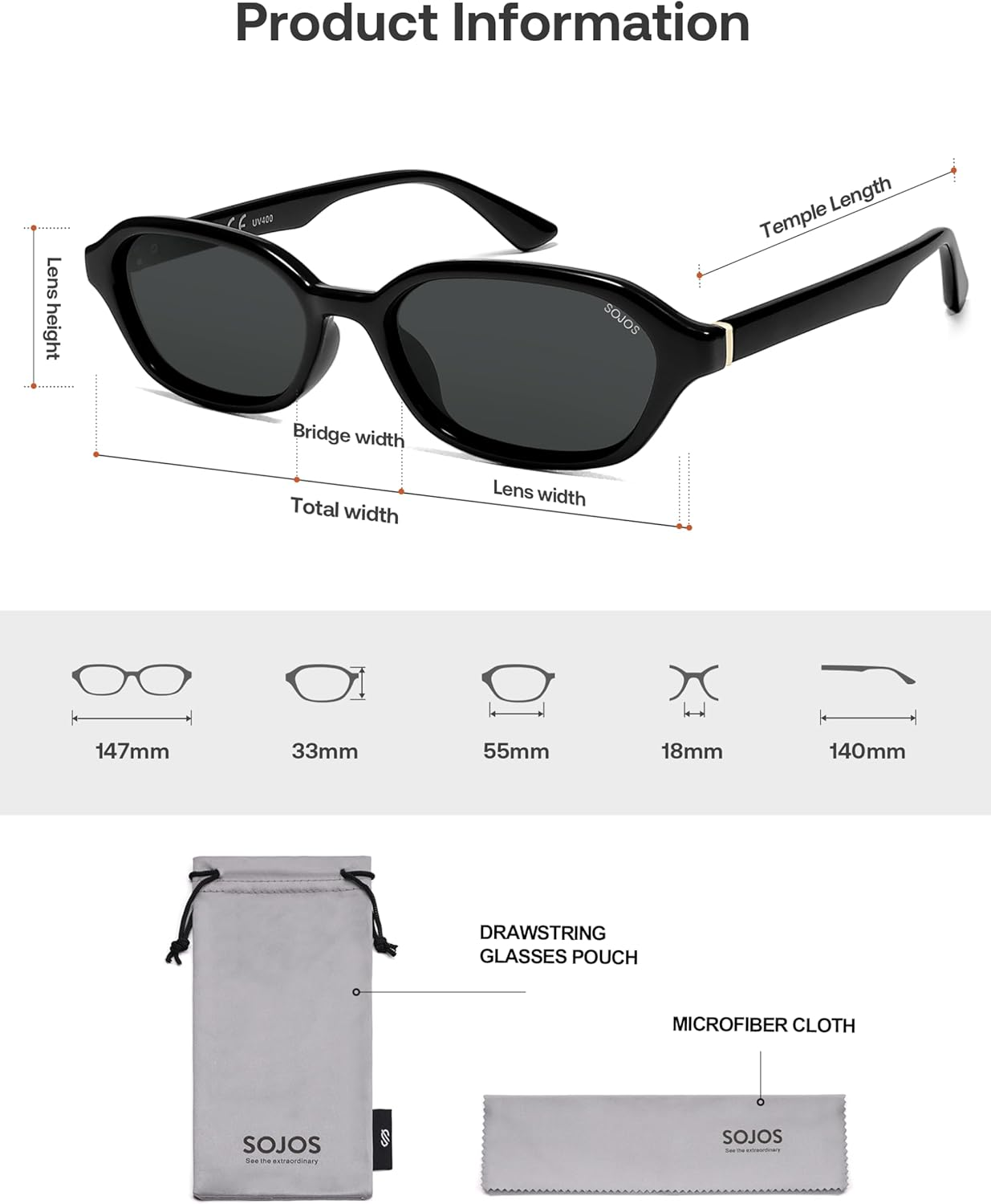 SOJOS Retro Rectangle Polarized Sunglasses for Women Men Trendy Hexagon Narrow Chic Y2K Sunnies SJ2629 image number 2