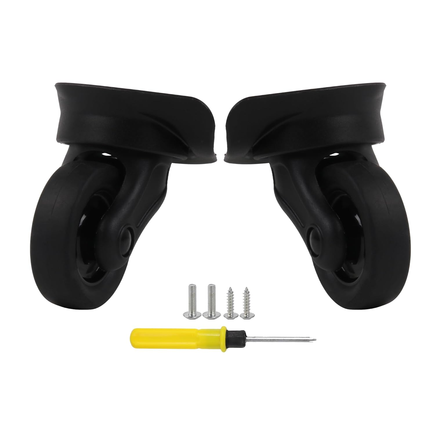 RDEXP 2Pcs Travel Black 2.99" Luggage Wheels Replacement W193 W/Screws for Suitcase image number 3