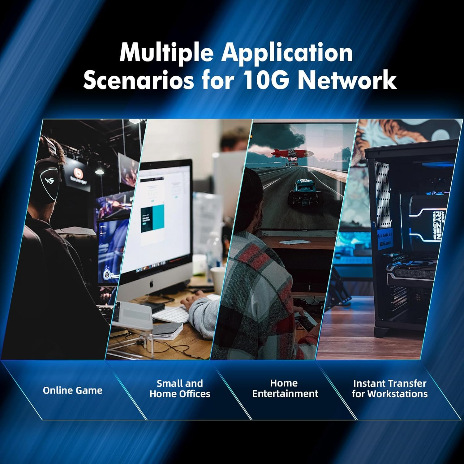 Mokerlink 8 Port 10Gbps Etheret Switch, Support 10G/5G/2.5G/1000M/100M Auto-Negotiation, 160Gbps Bandwidth Unmanaged Plug and Play Switch image number 3