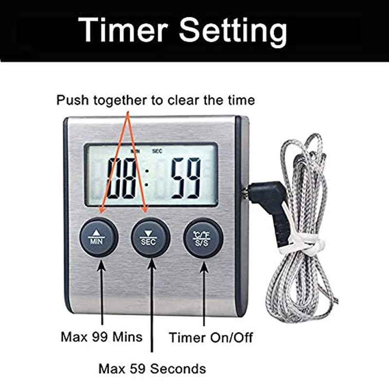 ZONADA Versatile Digital Cooking Thermometer with Probe,Timer and LCD Display
