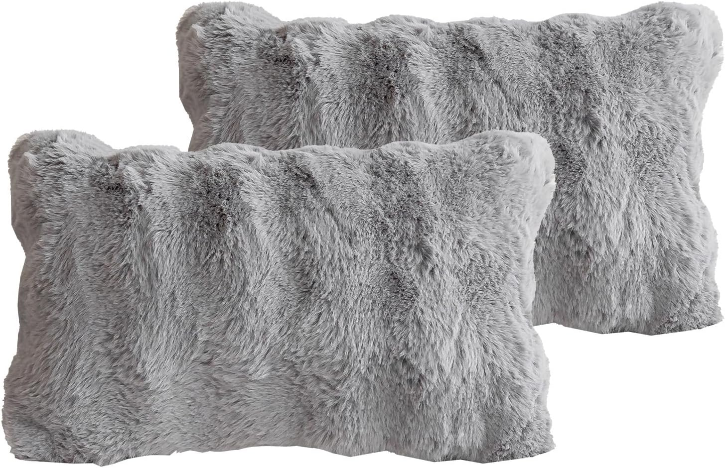 Set of 2 Decorative Throw Pillow Covers 45X45Cm, Khaki Fluffy Pillow Case Luxury Faux Fur Square Sofa Cushion Covers for Sofa Couch Living Room Bedroom House Decor