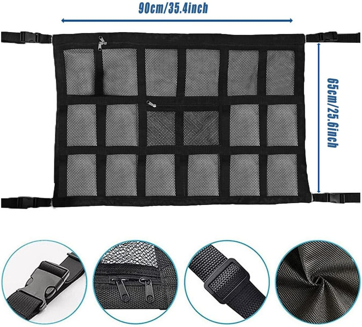 Riksam Car Ceiling Storage Net Car Roof Cargo Net Mesh Storage Bag Campervan image number 3