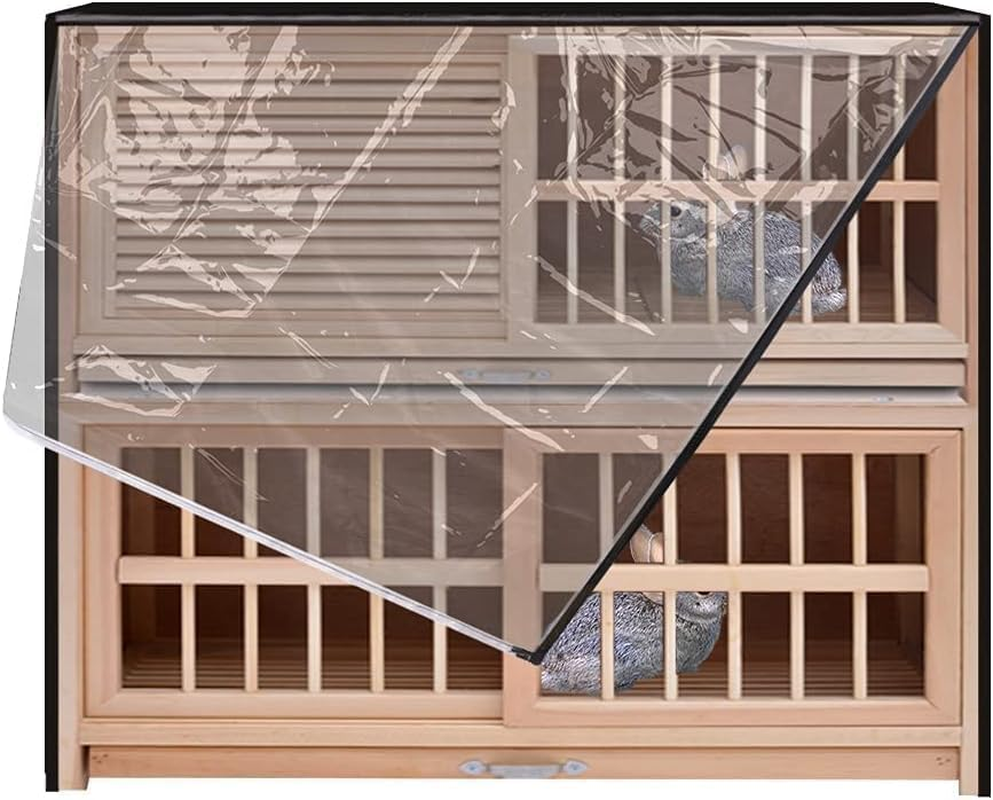 Rabbit Hutch Cover,48 Inch Double Hutches Cover,Windproof Waterproof Thermal Cage Cover,Outdoor Rabbit Hutches Cover for Guinea Pig Cage.Small Animal Outdoor Pens & Hutches.Rabbit Cover Hutch,Black image number 5