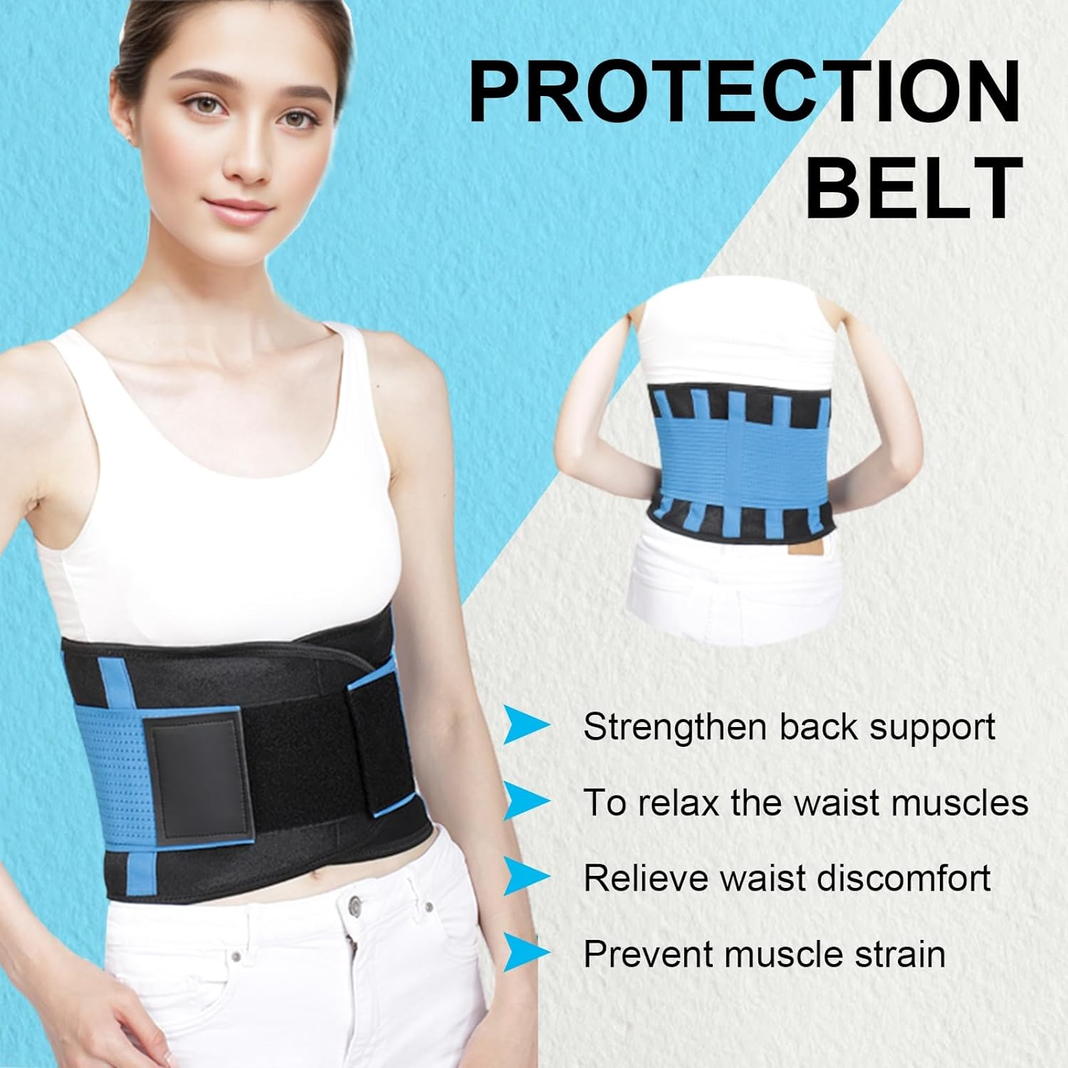 Back Brace for Men and Women,Breathable Back Support Belt,Back Support for Lower Back Pain and Spinal Fractures,Back Braces for Scoliosis Treatment (Blue, XL)