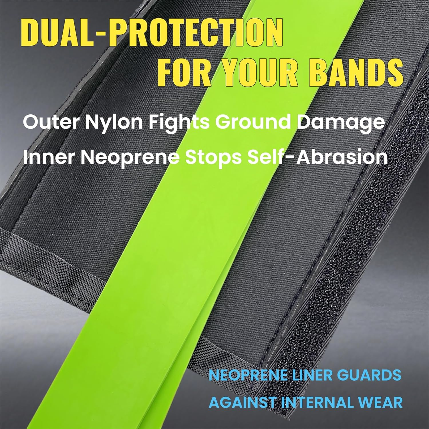 Resistance Bands Protective Sleeve Cover - Nylon Exercise Band Protector for Ground, Concrete & Sharp Edges | Easy Slip-On Design & Portable Accessory for Home Gym, Outdoor Workouts (Men & Women) image number 6