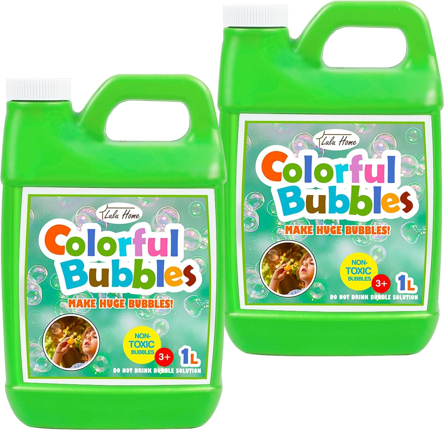 Lulu Home 2 Packs Bubble Concentrated Solution, 2 L/ 67.6 OZ Bubble Refill Solution for Kids Bubble Machine, Giant Bubble Wand, Bubble Blower, Halloween/Birthday Party Favors - up to 5 Gallons