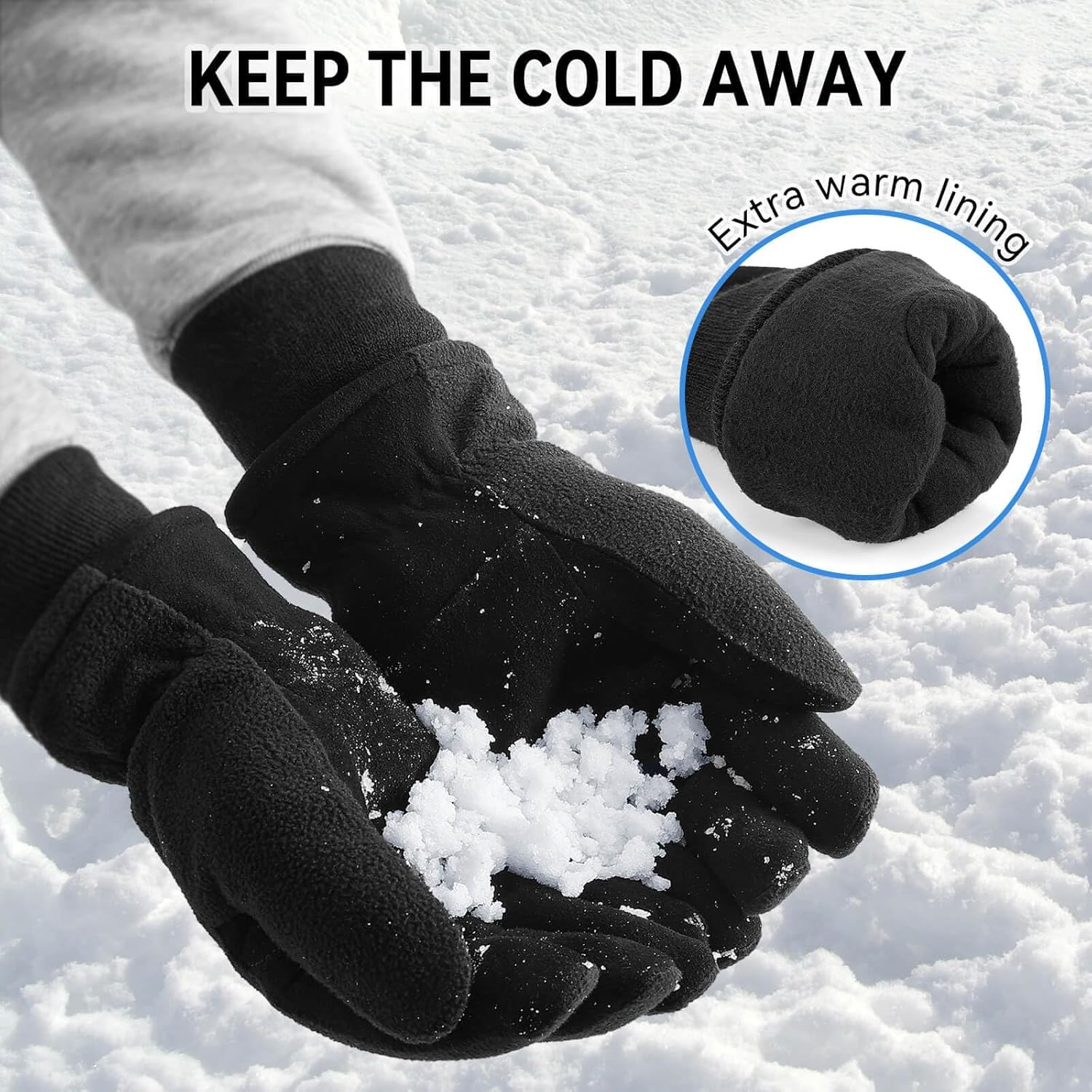 OZERO Deerskin Leather Winter Gloves for Men & Women: Water-Resistant, Windproof Cold Weather Gloves for Driving & Hiking, Warm to -34&deg;C (Black) image number 5