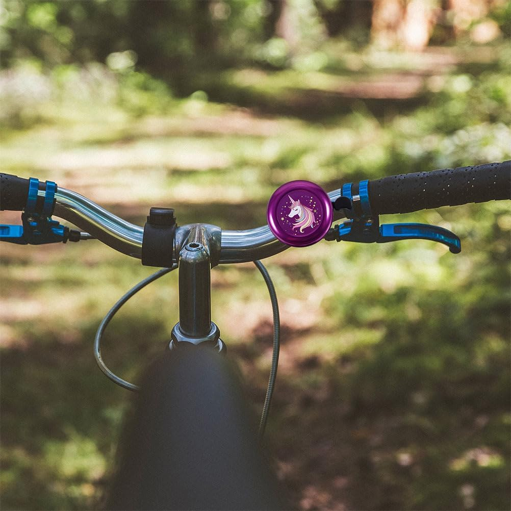 Homoyoyo 2Pcs Bike Bicycle Bell Horn Unicorn, Bike Bell Purple Bicycle Bell, Girls Bike Bell Cartoon Bell Child Plastic Purple with Loud Crisp Clear Sound for Adults Boys Girls Bike image number 3