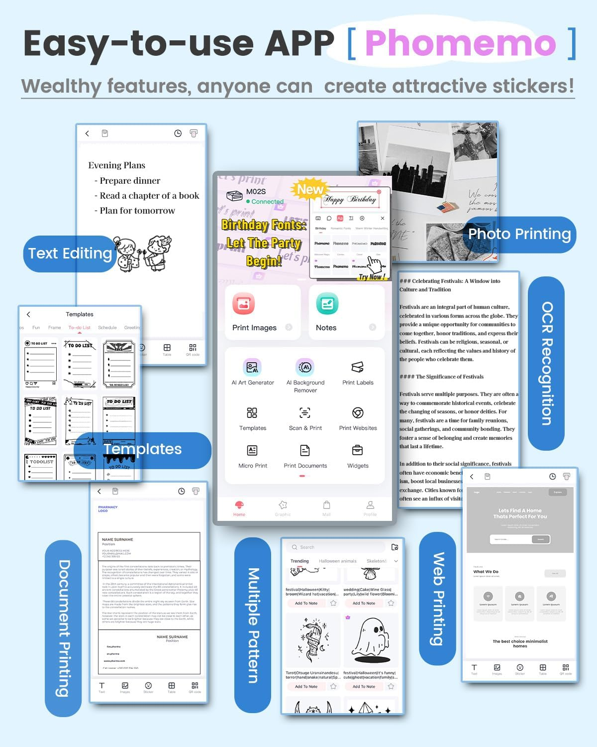 Phomemo M02S 300Dpi High Resolution Print Pod Sticker Printer Portable Mini Pocket Printer Thermal Photo Printer Mobile Printer Sticker Maker for Iphone and Android Phones image number 2