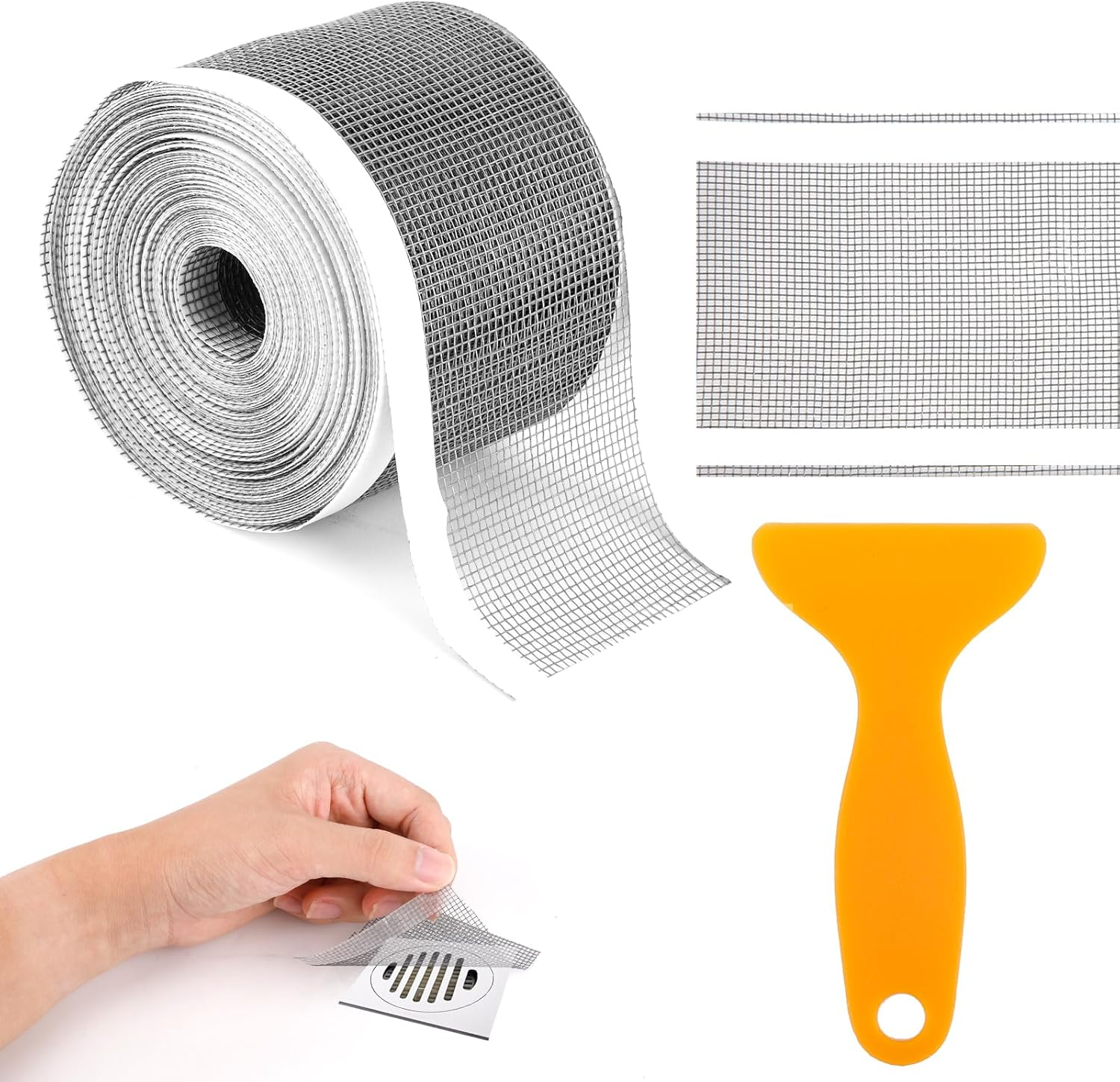 Cuttable Hair Catcher, 32.8 Feet X 4 Inch, Shower Hair Catcher with Removal Tool, Drain Protector Hair Strainer Hair Filter for Drain Hair Stopper for Bathtub Shower Kitchen