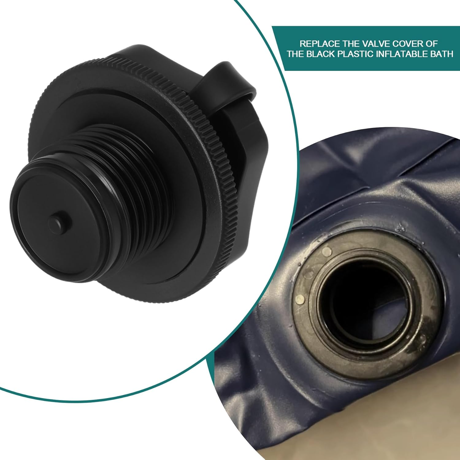 YINETTECH 1Pc Inflatable Bathtub Replacement Valve Cover Diameter 23.5Mm Compatible with Bestway Compatible with Lay-Z-Spa Replacement Part F4C009B Black Plastic image number 6
