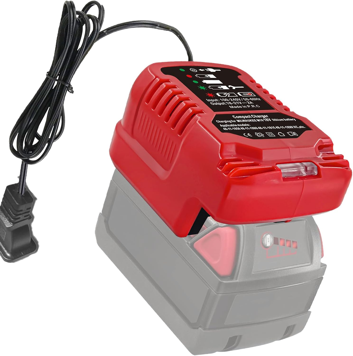 Portable Mini Charger for Milwaukee M18 18V Lithium Ion Battery 48-59-1812 48-11-2420 48-11-1815 48-11-1840 48-11-1841 48-11-1850 (ONLY for 18V) image number 2