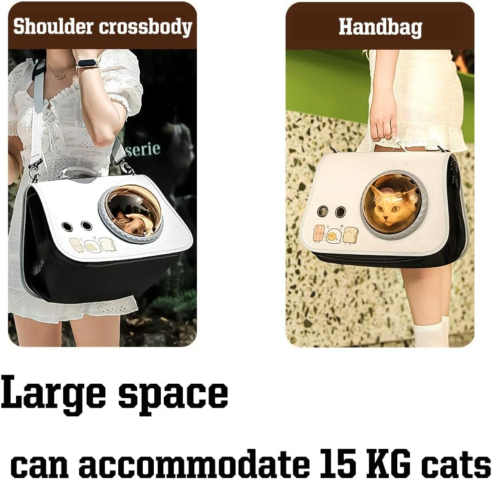 Cat Carrier Backpack with Shoulder Strap, Pet Carrier Backpack for Small Medium Cat Puppy Doggie, Space Capsule Transparent Pet Backpack, Waterproof Handbag Backpack for Travel, Walking and Outdoor image number 3