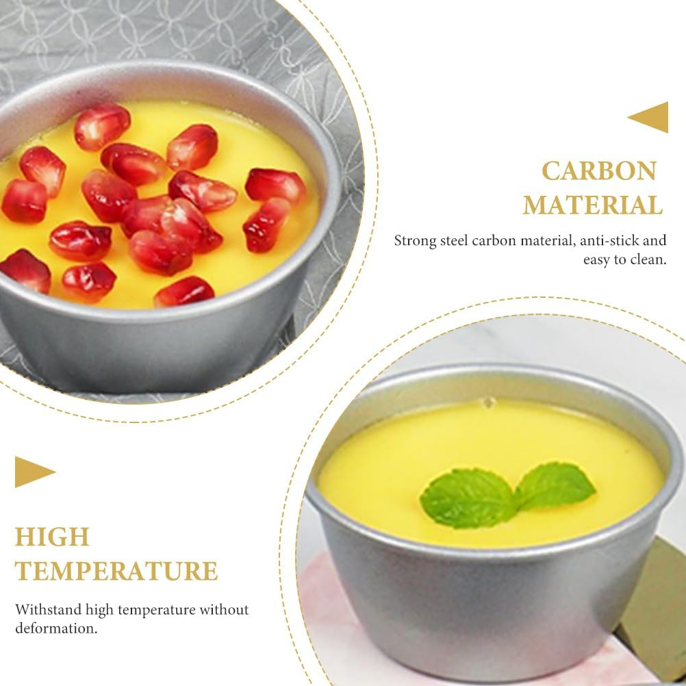 4Pcs High-Carbon Steel Pudding Molds Nonstick Baking Cups for Muffins and Easy Release Bakeware Set image number 6