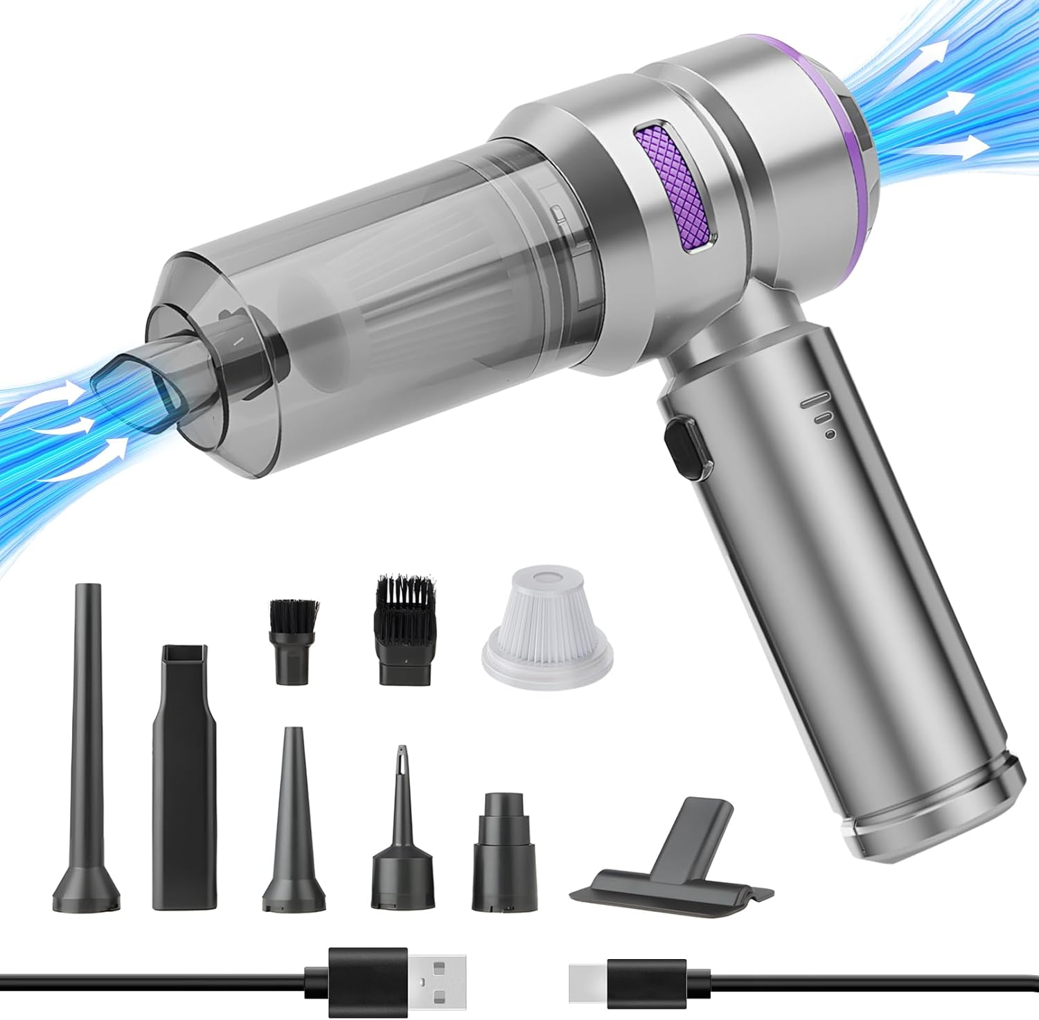 4 in 1 Cordless Handheld Vacuum Cleaner,Car Vacuum Cleaner,22000Pa Strong Suction Mini Vacuum Cleaner,Dust Blower,Can Be Used for Home,Car image number 5