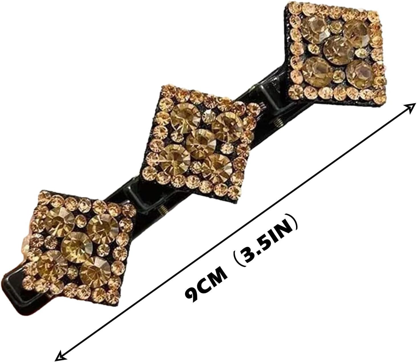 PLGEBR 1Pcs Sparkling Crystal Stone Braided Hair Clips, Rhinestone Hair Clips, Rhombus Chopped Hairpin Clip, Braided Hair Clip with Rhinestones for Women Satin Fabric Hair Bands image number 6