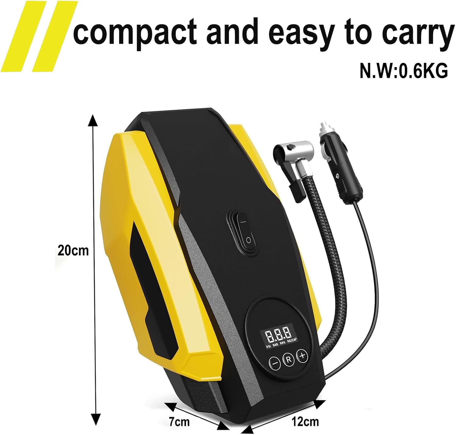 Tyre Inflator Portable Air Compressor，Car Tyre Pump，12V DC Compact Air Pump for Car Tyres， Auto Shut-Off Autopump, Digital Electric Tire Pump with LED Light Multipurpose Car Accessory image number 5