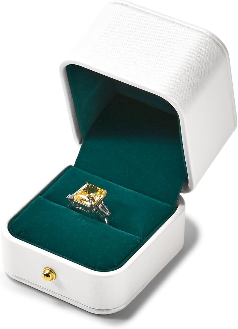 Woodten Leather Ring Box Engagement Leather Jewelry Box for Valentine'S Day Anniversary