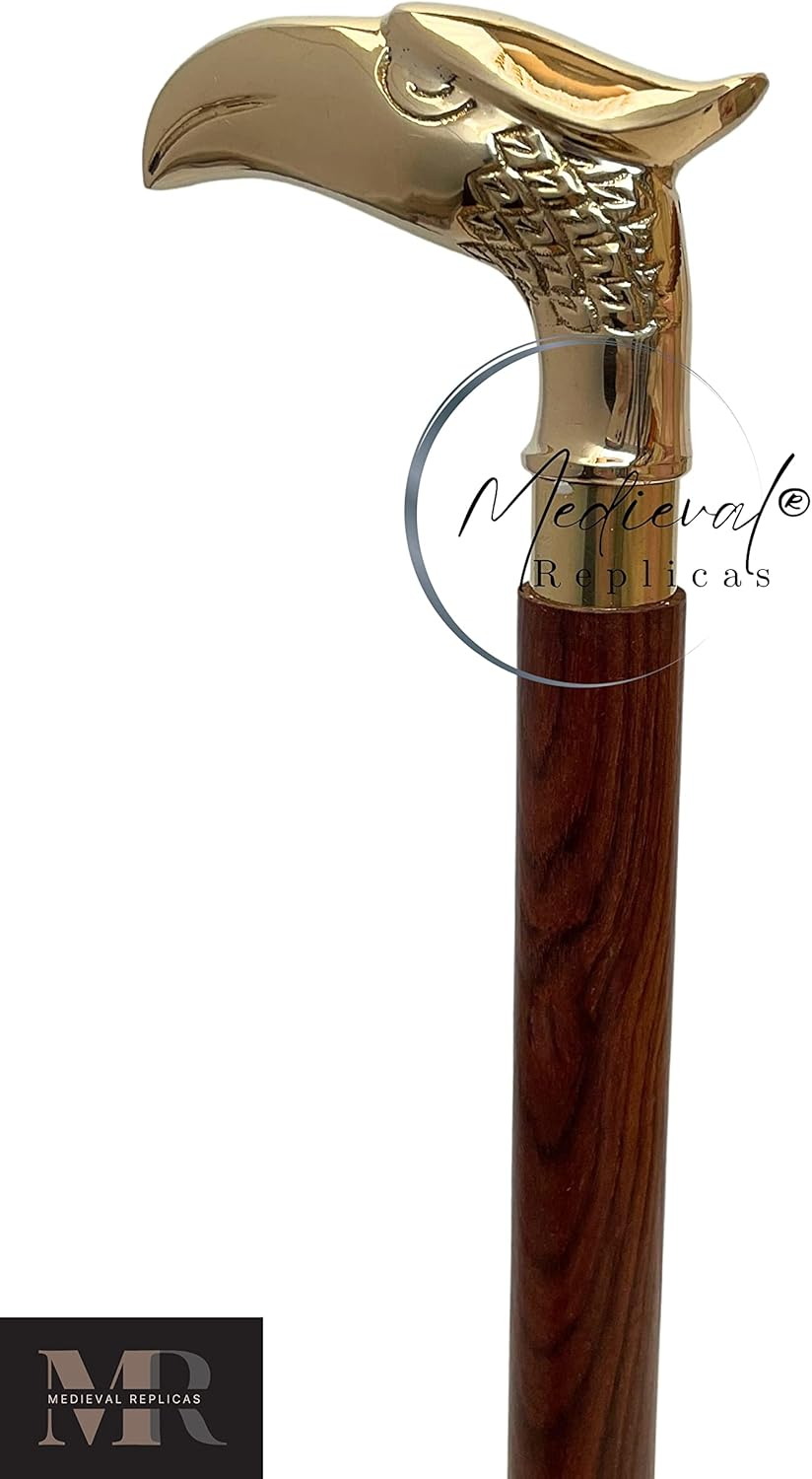 Today Sale on Eagle Walking Stick - Decorative Cane Walking Stick for Men and Women - Wooden Canes and Walking Sticks with Metal Brass Handle - Symbol of Power and Strength image number 1