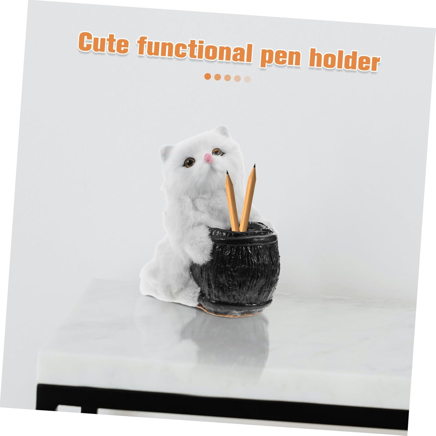 HYTROVE Cute Cat Plush Toy Pen Holder Desk Organizer Multifunctional Decorative Animal Storage Lifelike Design for Home Office for Cat image number 4