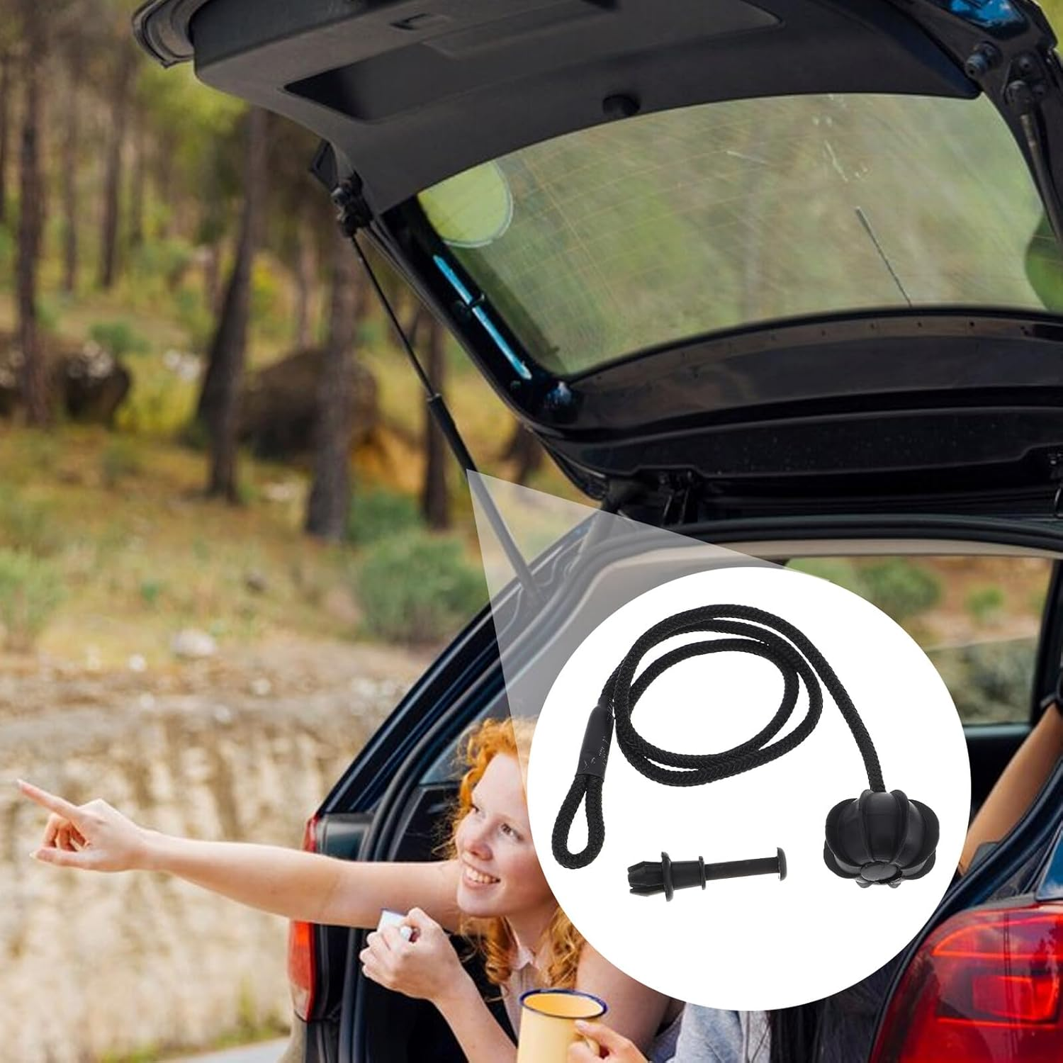 MAGICLULU 2 Sets Car Parcel Shelf String with Nylon Hooks Rear Trunk Bungee Cord Replacement for Space Optimization and Secure Storage Black Car Accessories for Tidy Boot Organization image number 2