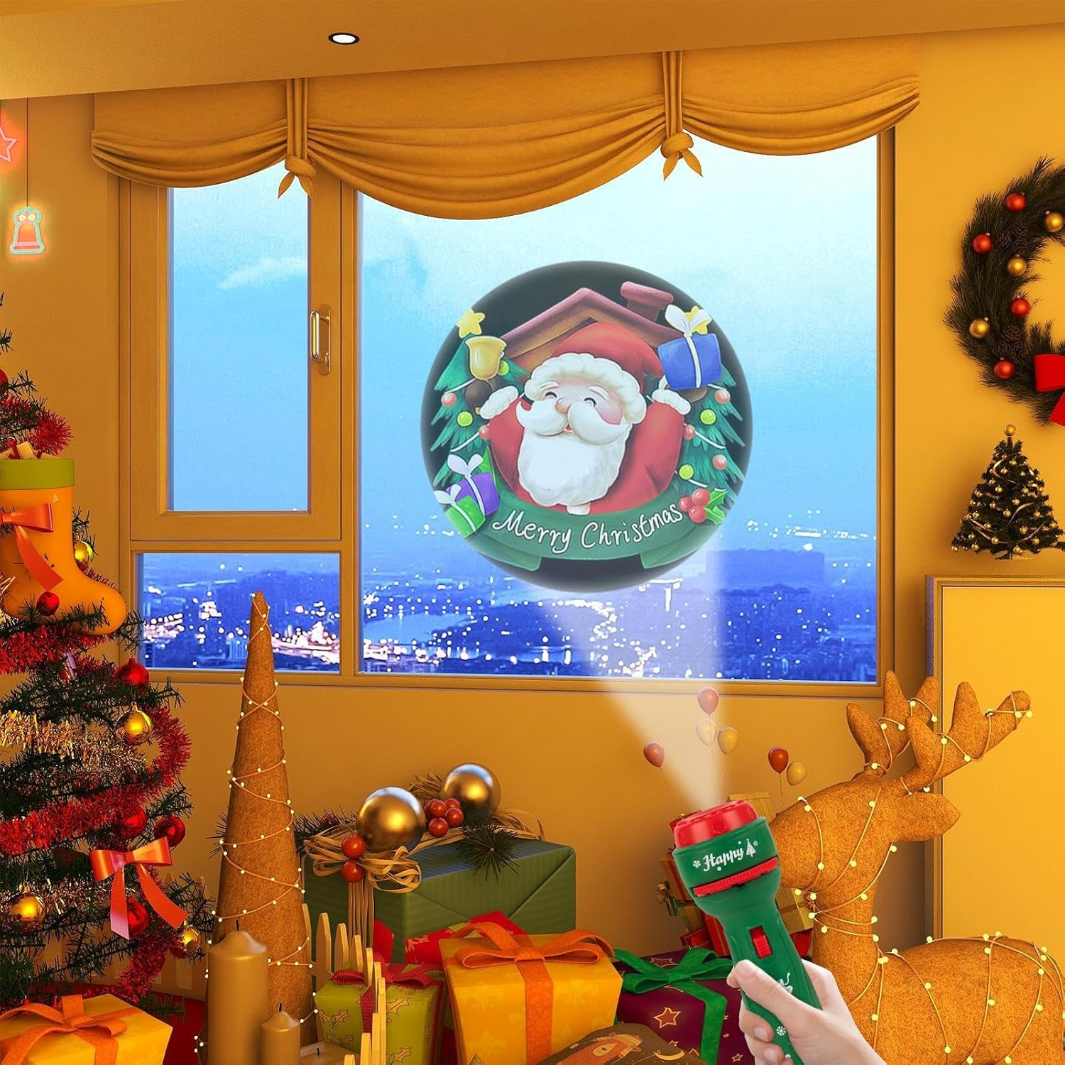 Christmas Flashlight Projector for Kids - 24 Patterns Image Projection Christmas Light,Outdoor Projection Toys, Educational Holiday Decorative Projector for Boys, Girls - Red image number 6