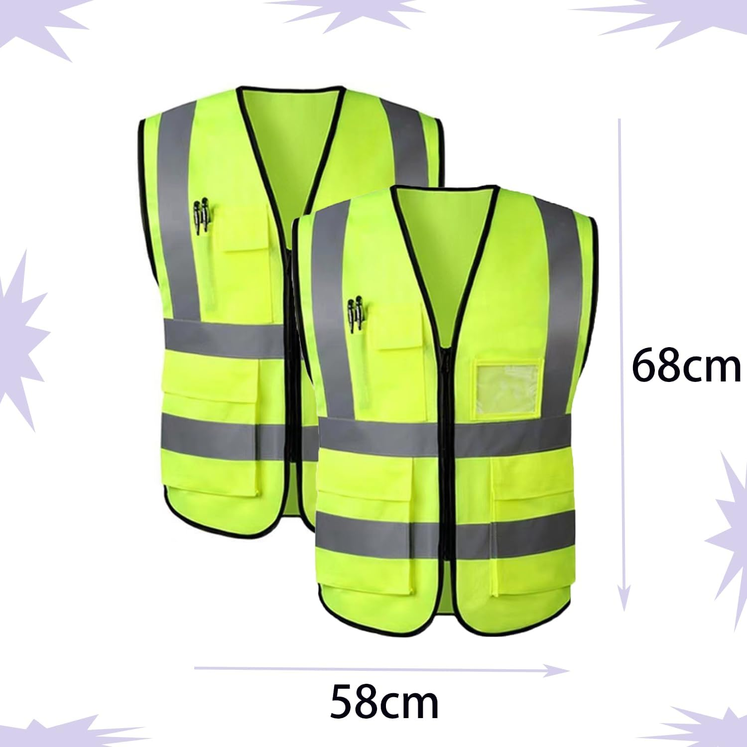 Roczential Men'S and Women'S Two-Piece Reflective Safety Vest, High Visibility Safety Vest with Pocket Zipper on the Front image number 6