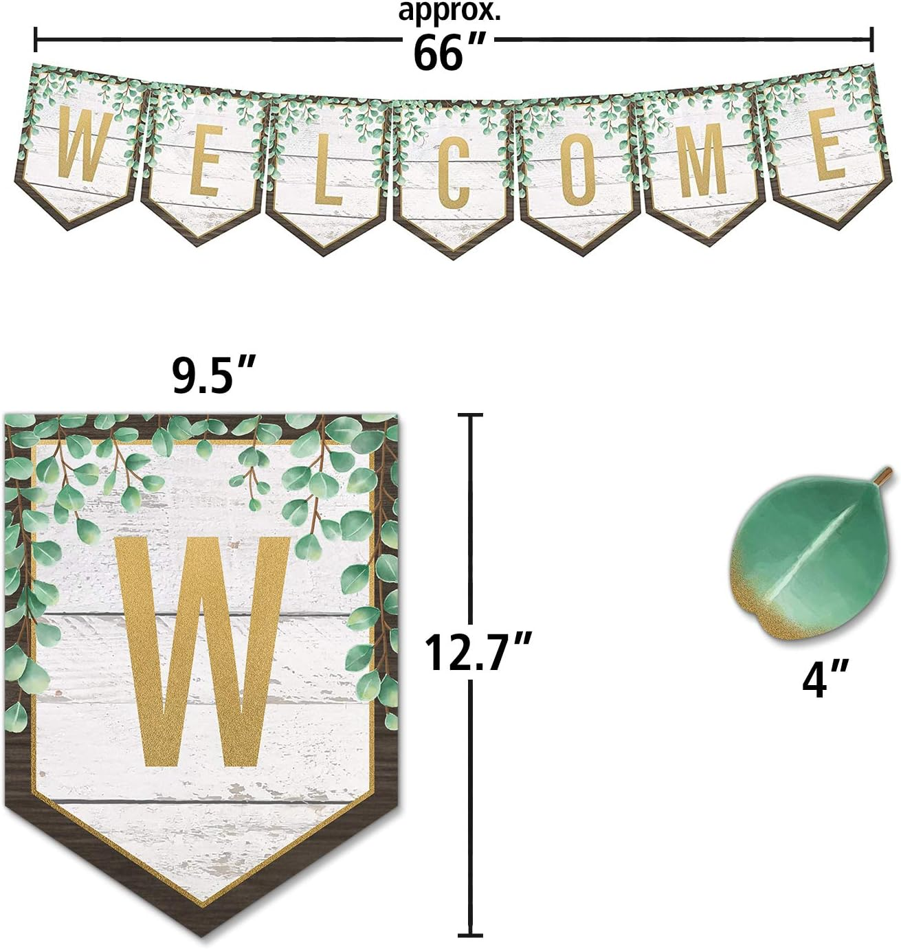 Teacher Created Resources Eucalyptus Pennants Welcome Bulletin Board (TCR8472) image number 3