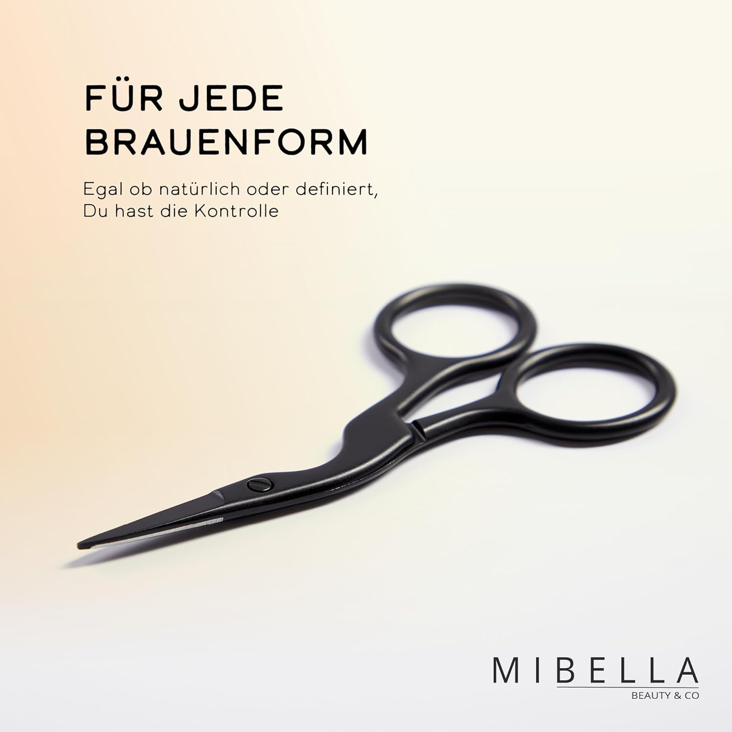 MIBELLA BEAUTY & CO Eyebrow Scissors and Beard Scissors with Small Short Edge and Perfect Angle for Highest Precision - Moustache Scissors for Trimming and Shaping - Black image number 3