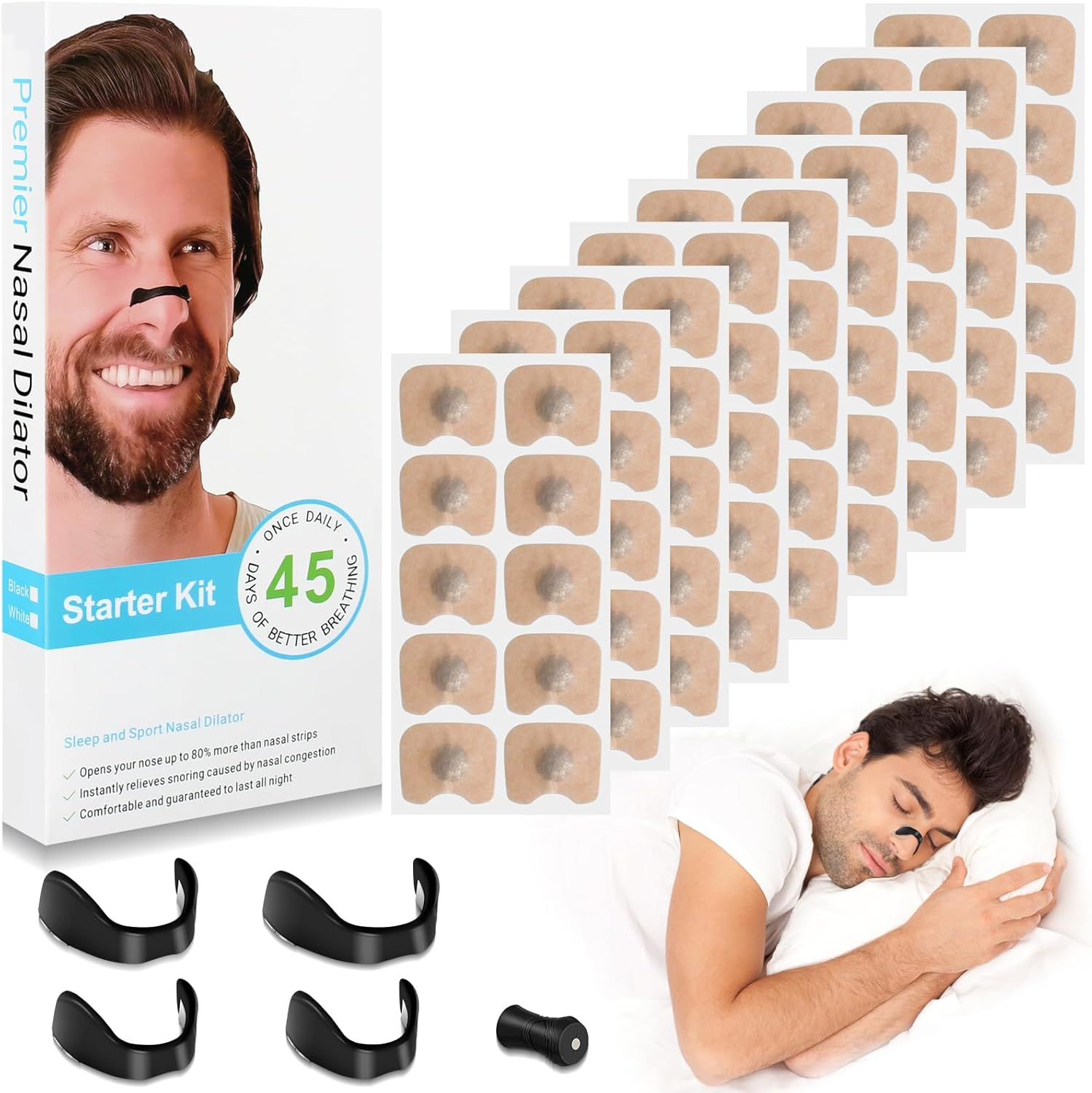 90 Pcs Magnetic Breathing Nasal Strip- Reduce Snoring,Improve Sleep Quality,Anti-Snoring Equipment for Home, Travel, Helps Long-Lasting Stop Snoring(Black) image number 5