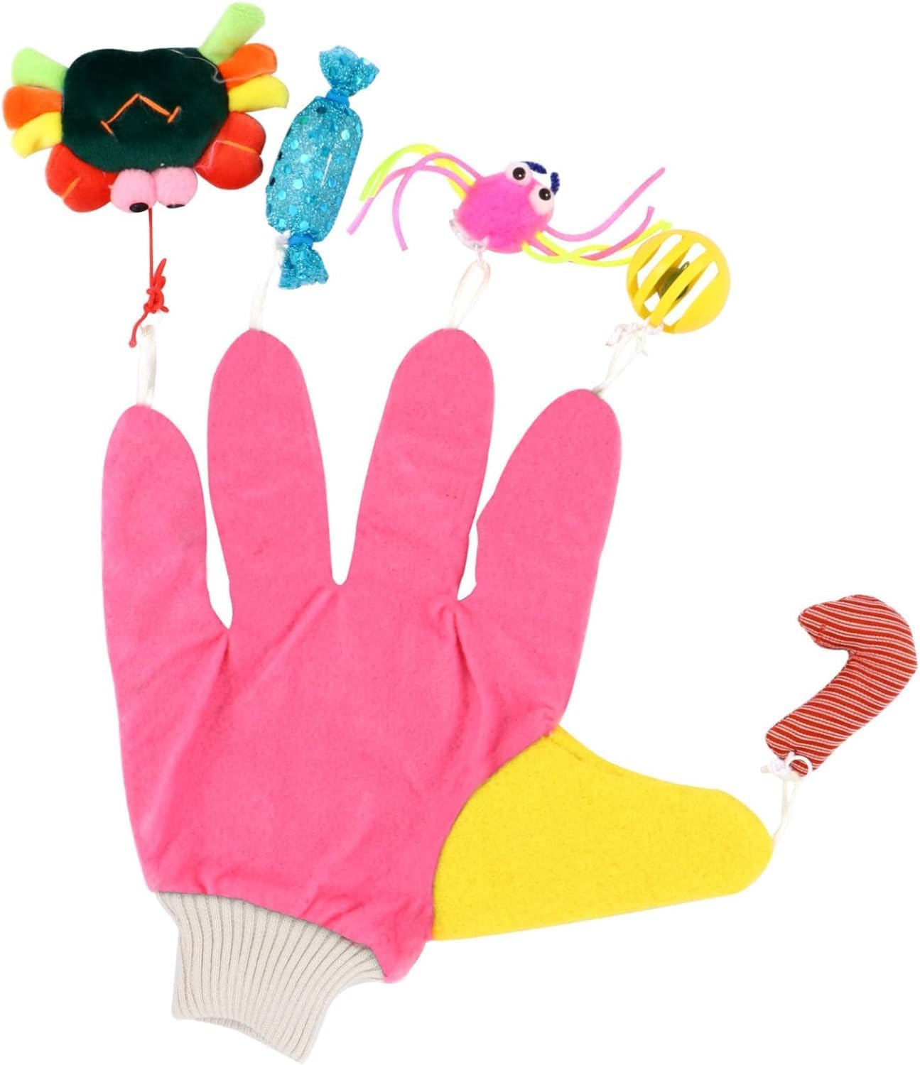 Toys 3 Pcs Funny Cat Gloves Small Cat Catnip Kitten for Indoor Cats Cat Teaser Glove Kitten Teaser Ball Pet Kittens Teaser Non-Woven Fabric Pet Teaser Gloves Cat Toys image number 2