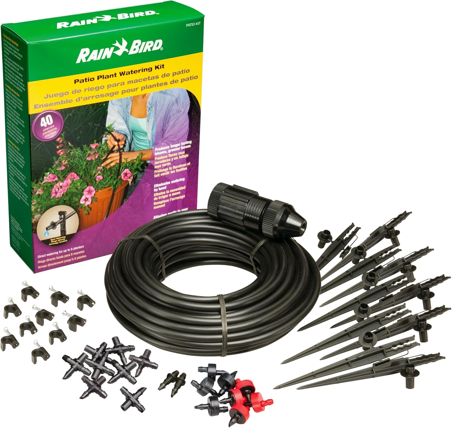 Rain Bird PATIOKIT Drip Irrigation Patio Watering Kit, Connects to Fau, 42-Piece, Multicolor image number 1
