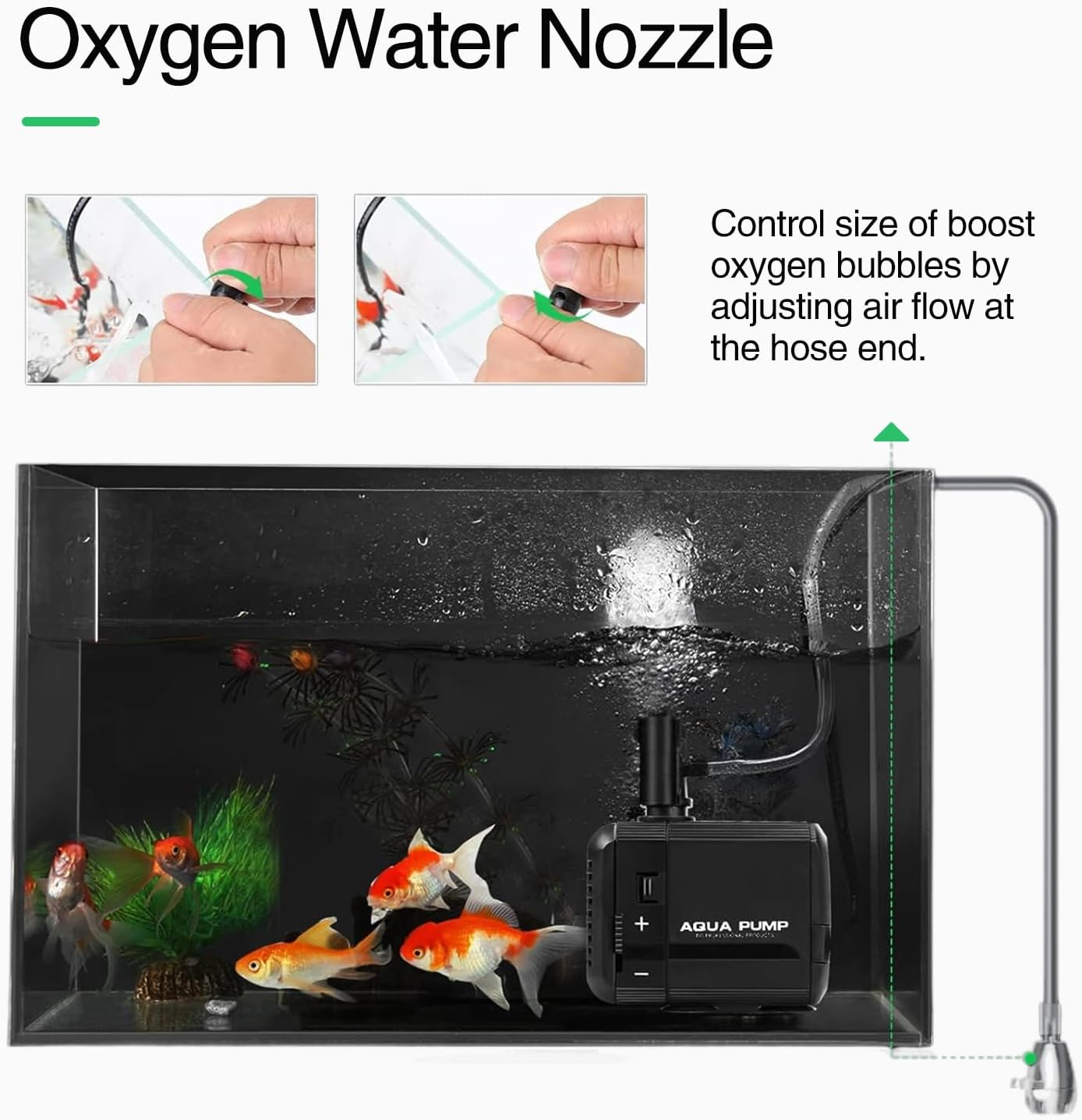 Submersible Pump, 800L/H 8W Ultra Quiet Aquarium Water Pump with 1M High Lift, with 1.4M Power Cord, 1 Nozzle for Fish Tank, Pond, Aquarium, Statuary, Hydroponics Black image number 3