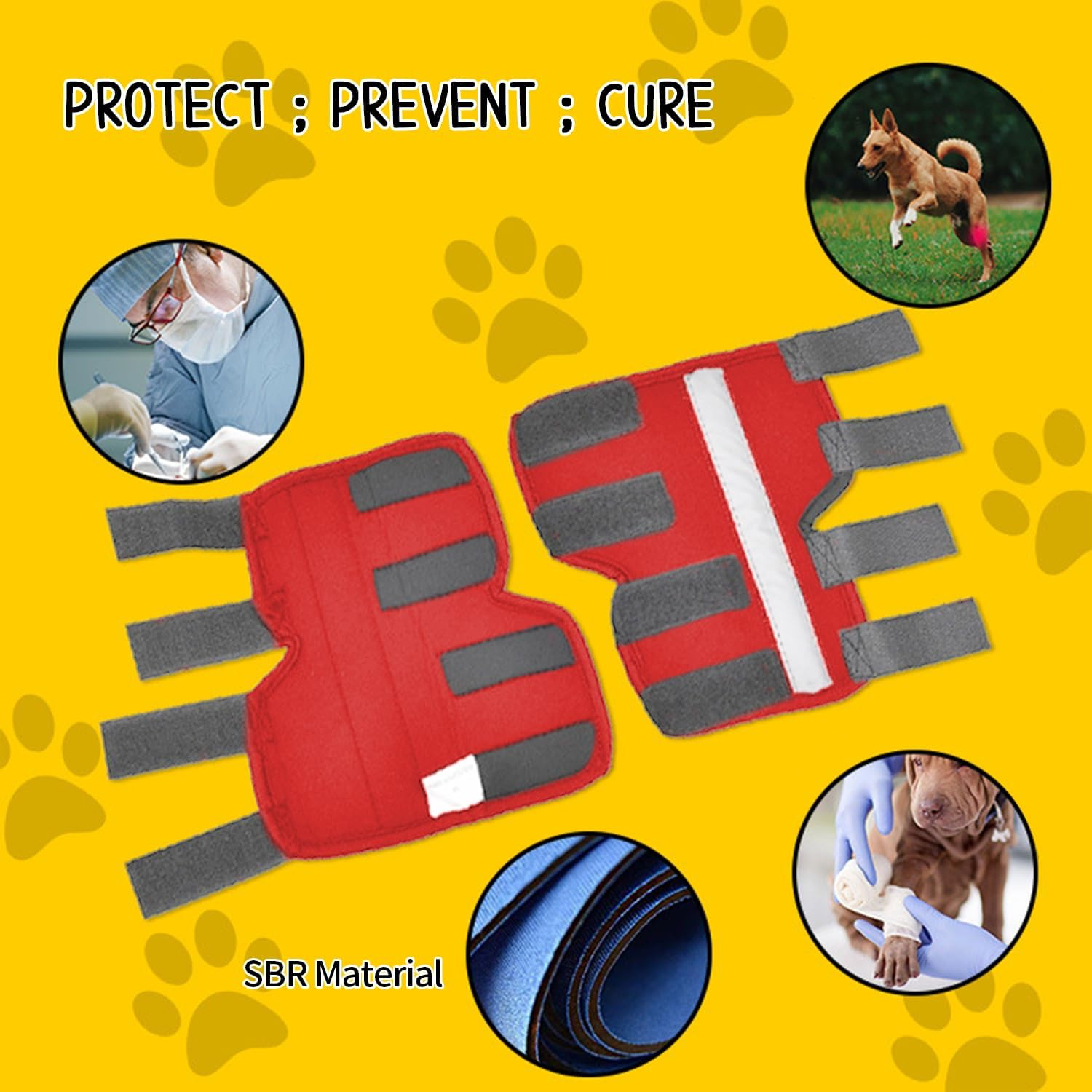 NACOCO Dog Leg Brace- Pair of Dog Canine Leg Wrap with Safety Reflective Straps Protects Wounds Brace Heals and Prevents Injuries and Sprains (Small)