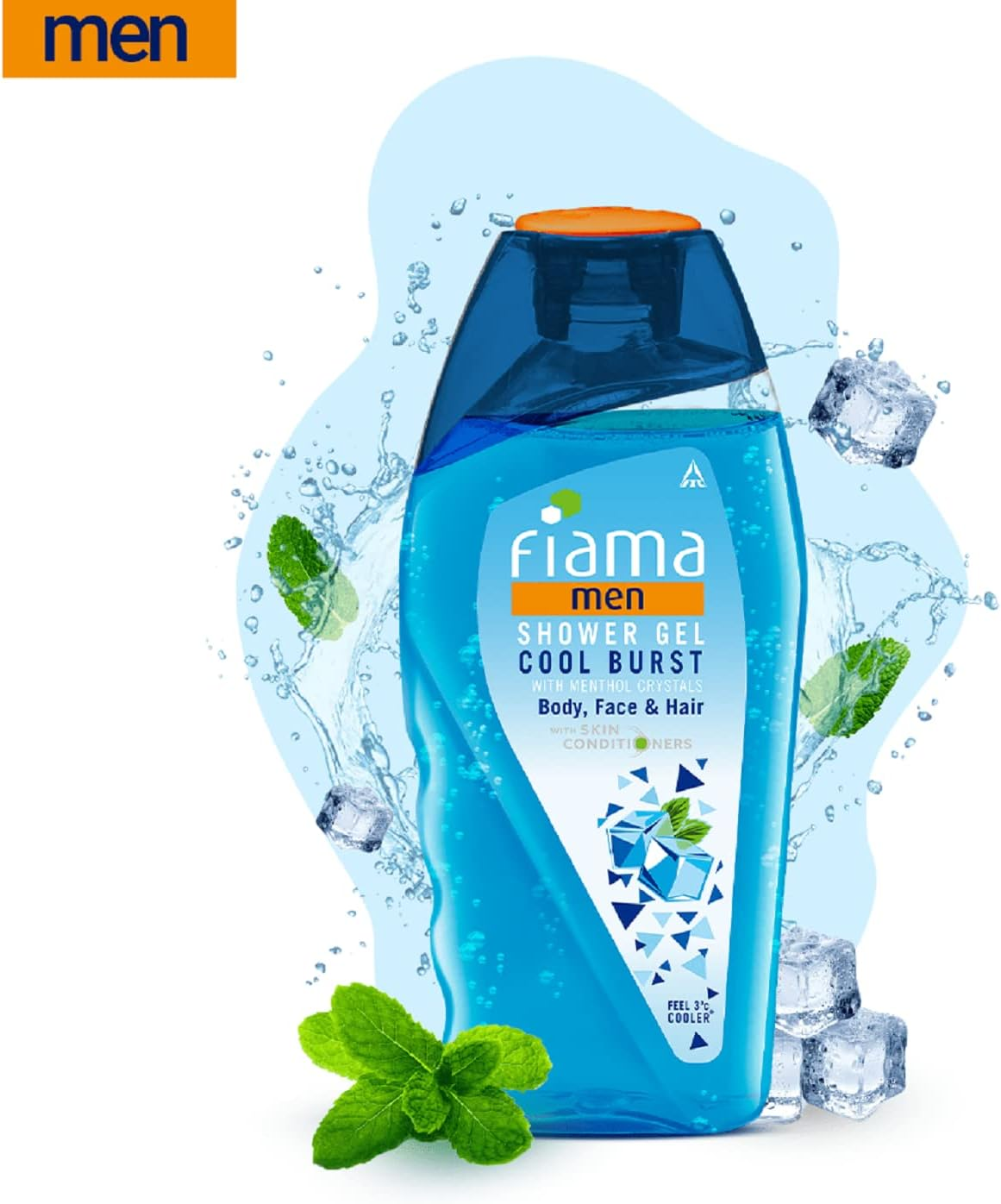 Fiama Men Shower Gel Cool Burst, Body Wash with Skin Conditioners for Moisturised Skin, 250 Ml Bottle image number 1