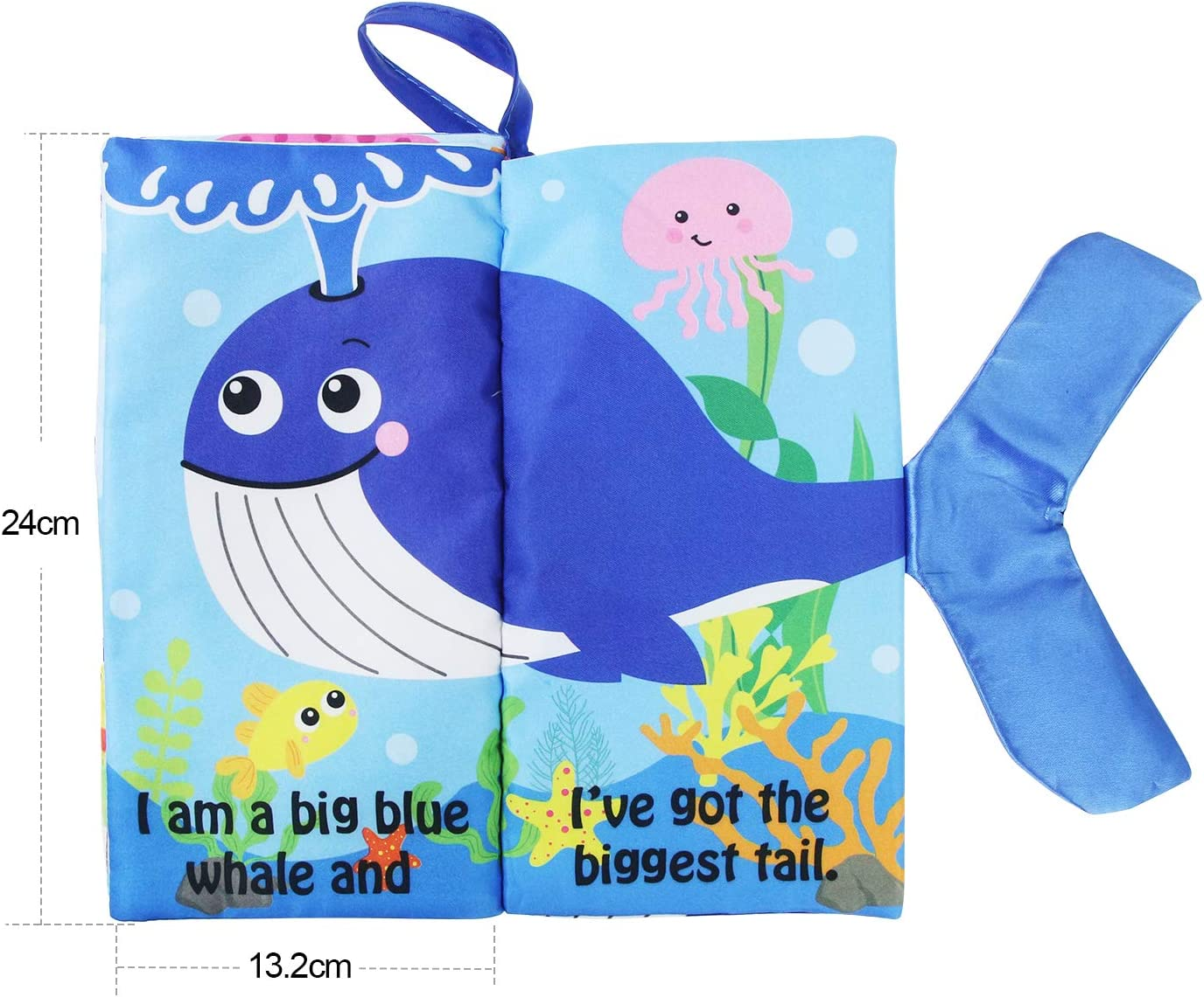 Coolplay Soft Cloth Book Cartoon Animal Tails, Marine Animal Printed Fabric Cloth Book, Educational and Learning Soft Cloth Book for Babies