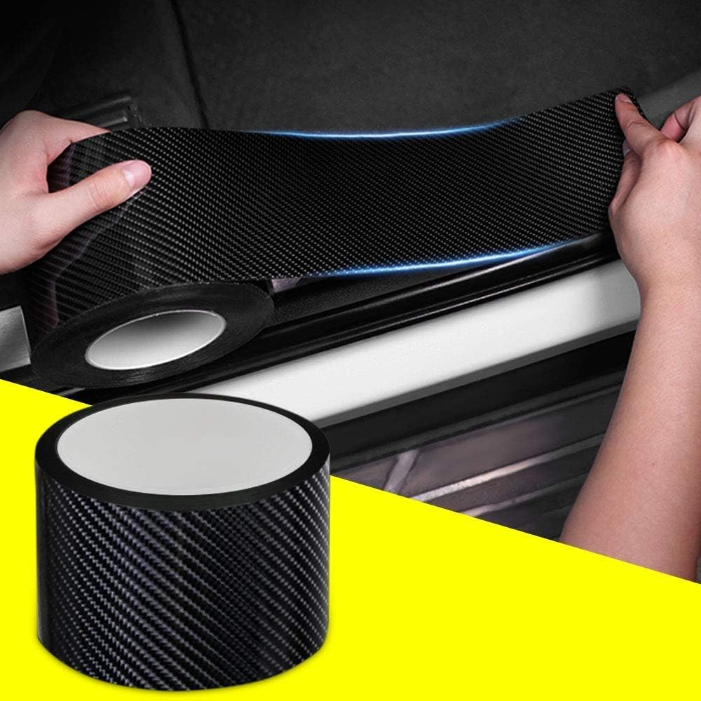 Str-Car Door Entry Guards Scratch Cover Protector Paint Threshold Guard,Front Rear Door Entry Sill Guard Scuff Plate Rear Bumper Protector Guard for Most Cars,2In9.8Ft(5Cm3M) Black