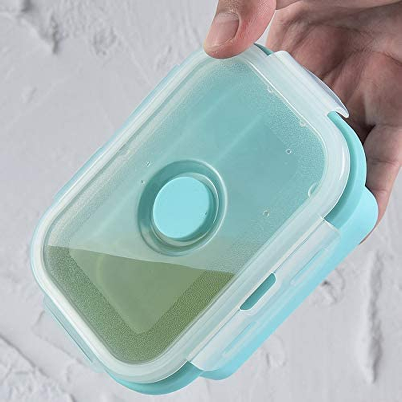 Trrcylp 3Pack Collapsible Silicone Food Storage Containers with Lid Foldable Lunch Bowls for Microwave Freezer Dishwasher Safe (1200Ml Rectangle) image number 5