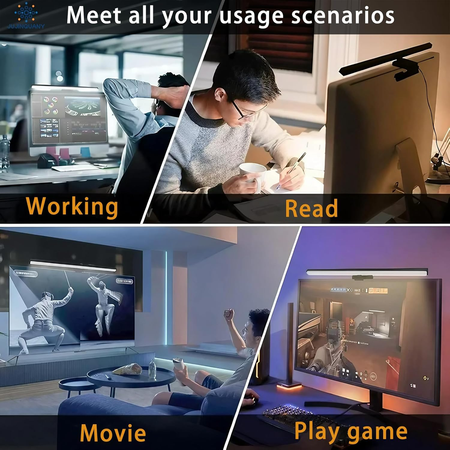 USB Computer Monitor Lamp Large 19.6-Inch LED Monitor Light Bar &ndash; 6500K, 167LM Auto-Dimming Usb-Powered Desk Lamp with Adjustable Color Temperature for Gaming, Office, Home Backlighting & E-Reading image number 4