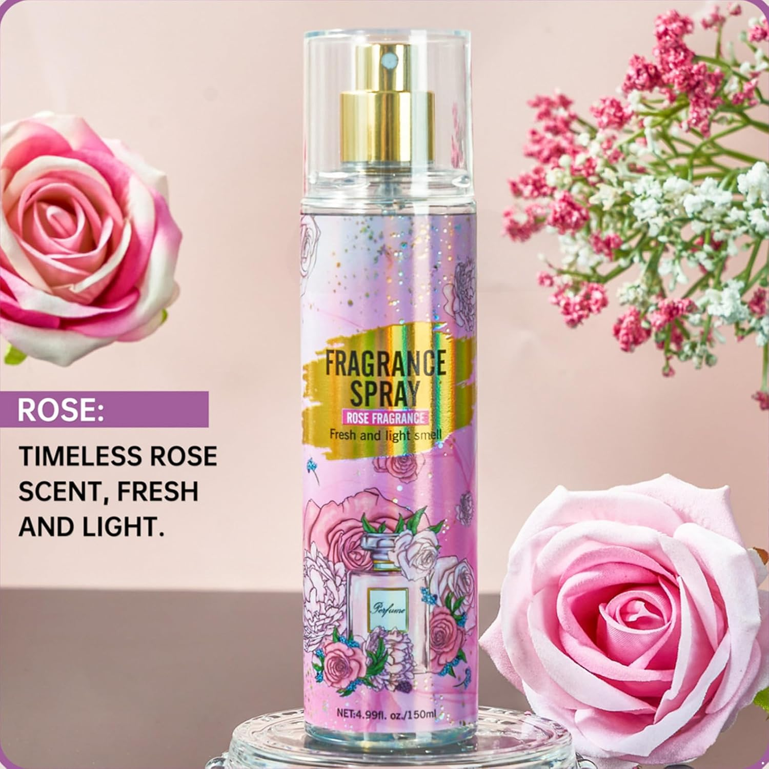Linjinx Sheer Fragrance Perfume Spray Alcohol Free Long Lasting Body Mist for Women Daily Wear Rose One Size image number 2