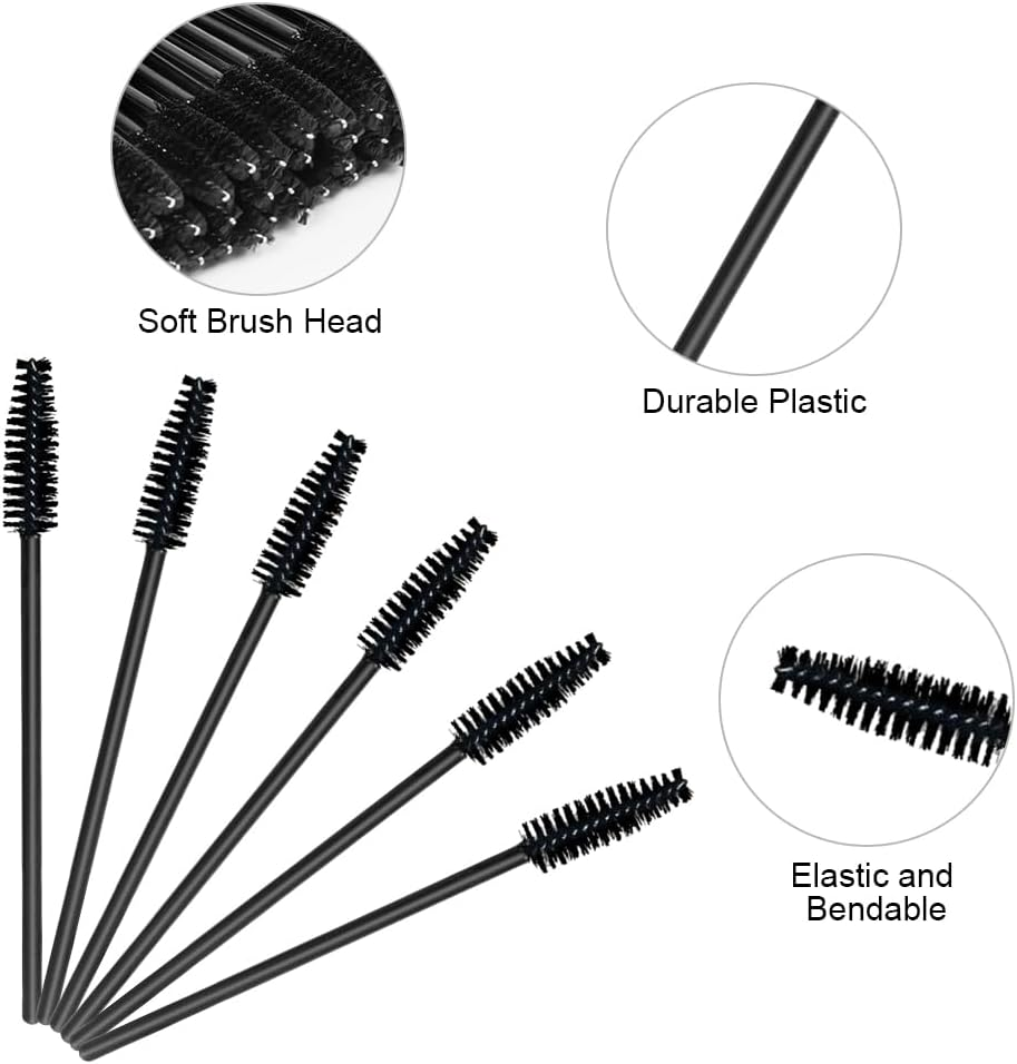 LOPHE Black Eyelash Brushes, Disposable, Pack of 120 Eyelash Brushes, Mascara, Wands, Bendable, Eyelash Brush Tube for Combing and Extending Eyelashes