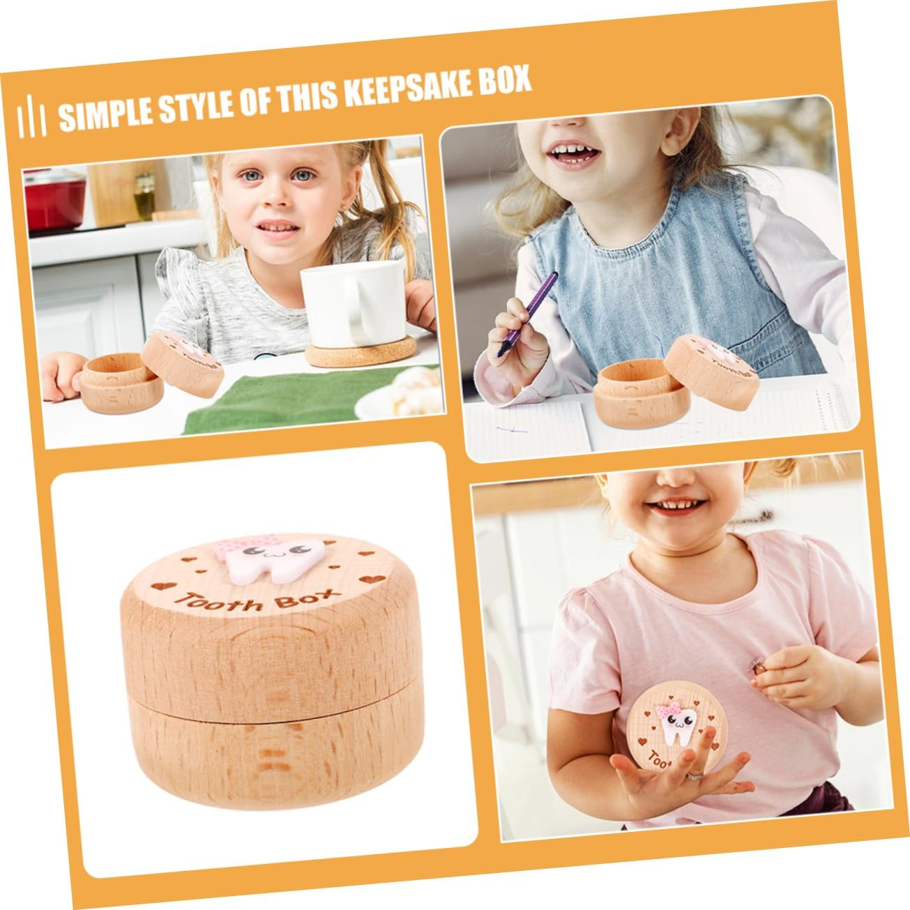 2Pcs Deciduous Tooth Box Wooden Lost Tooth Box Boys and Girls Small Keepsake for Girl image number 1