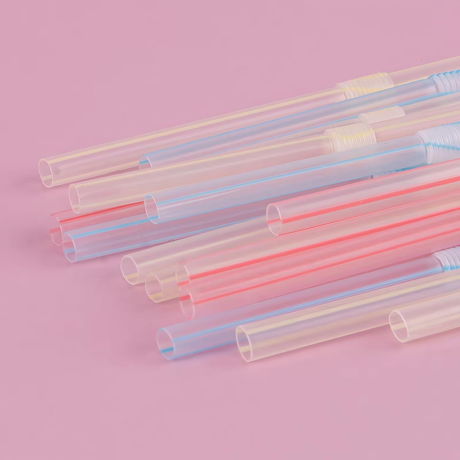 Reusable Drinking Straws, 150 PCS 21Cm Long Multiple Colors Stripes Straws - Suitable for Various Drinks, Juice, Milk, Tea, Daily Use (Multicolor B-150Count) image number 3