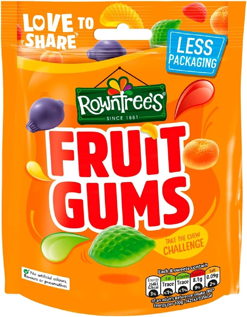 Rowntrees Fruit Gum Pouch, 150G image number 3